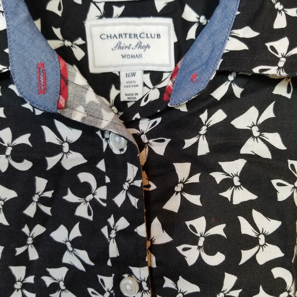 100% Cotton Long Sleeve Button-Up  Blouse  18W - Picture 3 of 7